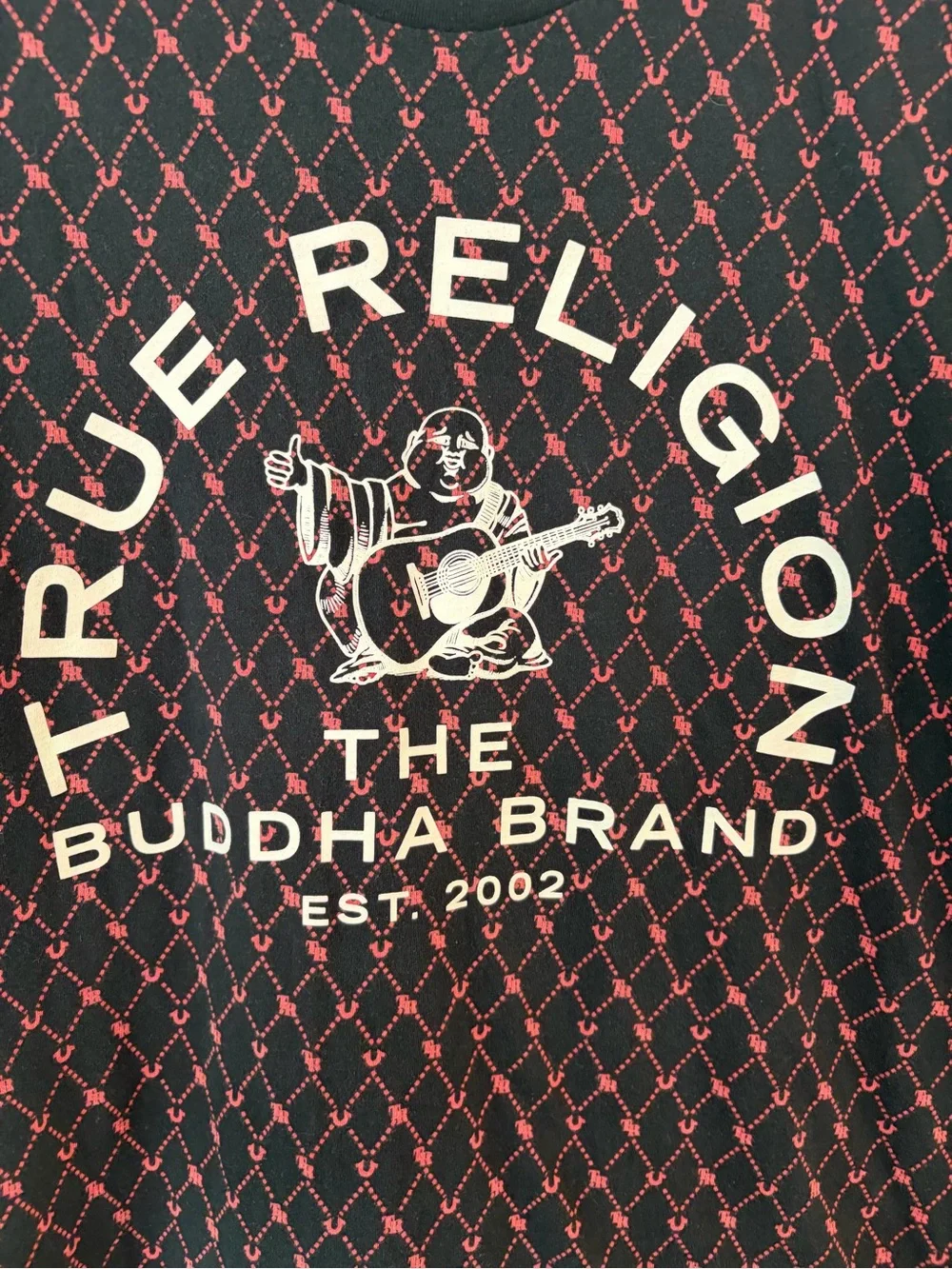 True Religion Men’s Red Logo Print Short Sleeve Cotton T-Shirt Size XL